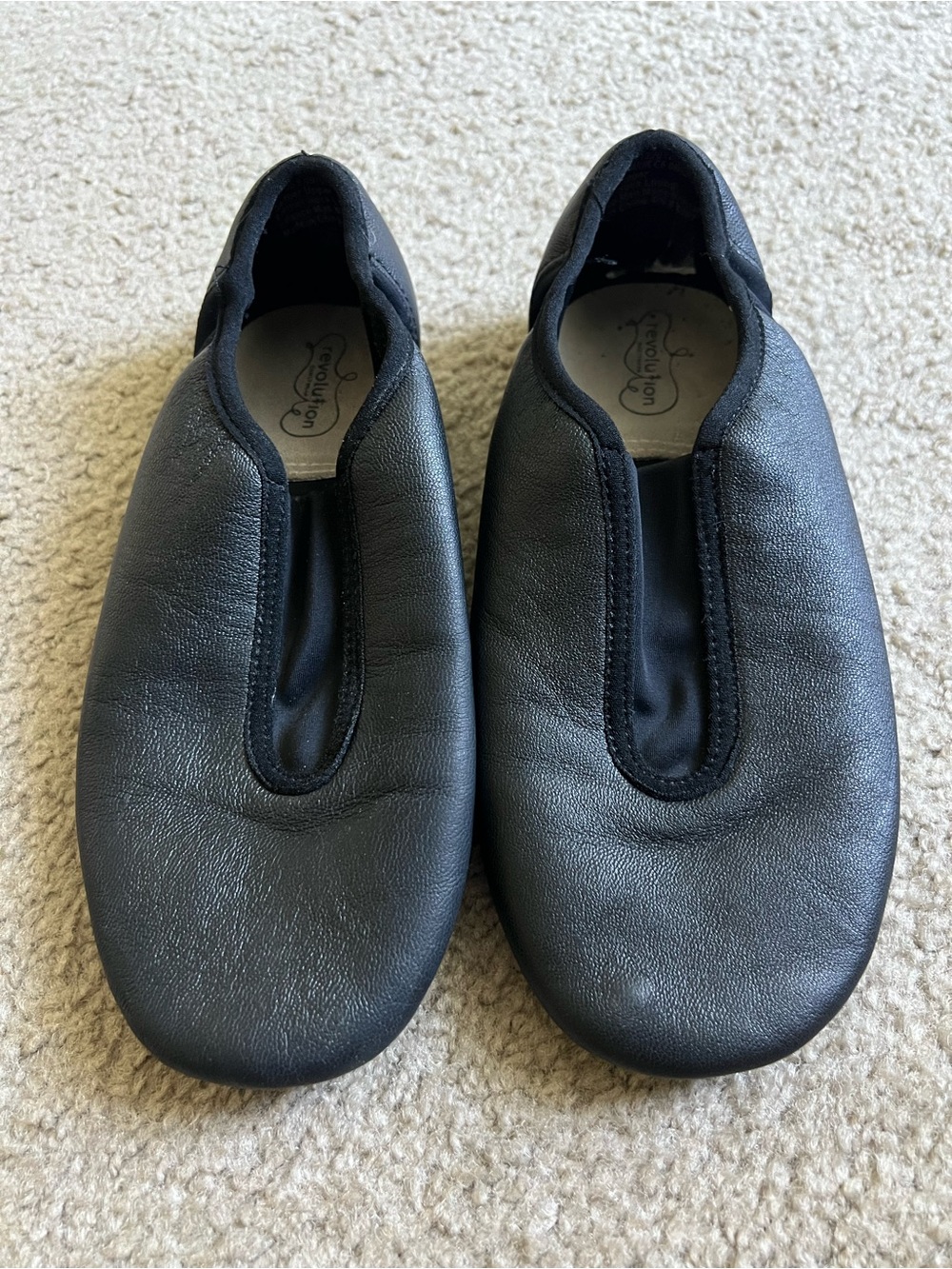 Revolution Black Leather Slip-On Jazz Dance Shoes
